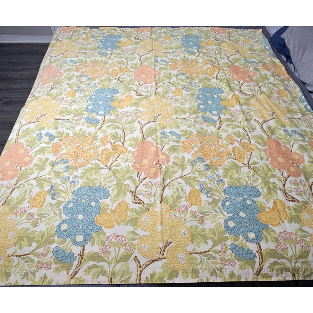 Pottery Barn Mum Garden Floral Curtain Panel & Two Zippered Throw Pillow Cases